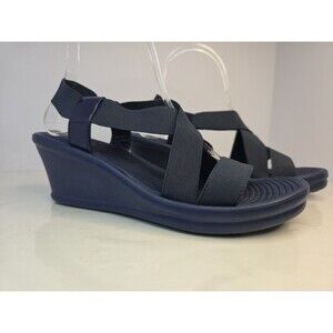 SKECHERS Cali Rumblers Stepping Out Women Sz 8* Navy Blue Stretchy Strap Sandals